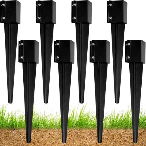 Miniatura 10 de Anclaje de poste de valla de 4"x4", Anclaje de poste de valla de metal resistente de 36"x4"x4" con punta de tierra para buzón, comedero de pájaros