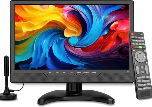 Jexiop TV LED HD de 14 pulgadas, televisión pequeña portátil con entrada HDMI, sintonizador digital integrado/HDMI/USB/DC-12V, compatible con