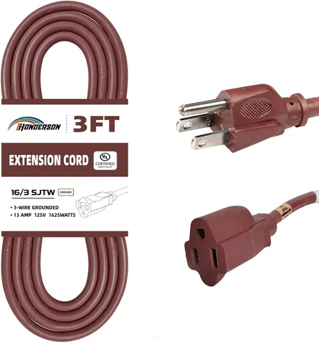 Miniatura 18 de Cable de extensión para exteriores de 10 pies, 16/3 SJTW, cable de extensión verde duradero para luces de Navidad con enchufe de tierra de 3 puntas