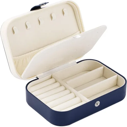 Joyero de viaje, organizador de joyas pequeño de piel sintética para mujeres y niñas, mini estuche de viaje portátil de doble capa, cajas de