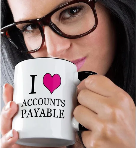 Miniatura 2 de 3dRose I Love Accounts Payable - Taza negra de dos tonos (11 onzas), color rosa