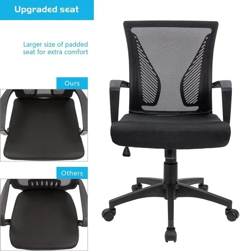 Miniatura 7 de Furmax Silla de oficina ergonómica de escritorio para computadora, silla de malla, respaldo medio, soporte lumbar giratorio con reposabrazos