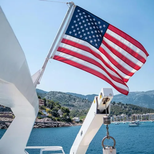 Miniatura 3 de Bandera de barco estadounidense de 12 x 18 pulgadas, bandera estadounidense pequeña bordada para exterior, banderas de Estados Unidos de doble cara