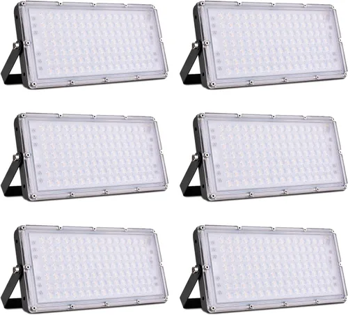 Miniatura 25 de papasbox Luz de inundación LED de 100 W para exteriores, luces de seguridad para exteriores de 8000 lúmenes, luces LED blancas cálidas de 3000 K