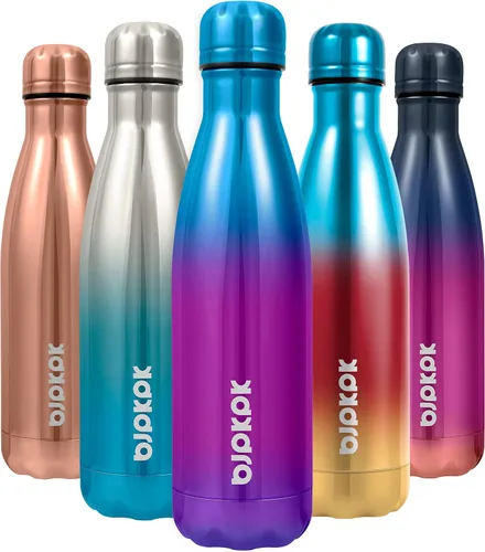 Miniatura 117 de BJPKPK Botellas de agua de acero inoxidable con aislamiento de 17 onzas, mantiene el frío y el calor, brillante oro rosa Oro rosa brillante