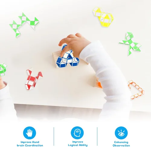 Miniatura 7 de Paquete de 24 cubos de serpiente para ansiedad, rompecabezas de fiesta para niños Premios para el aula, juguetes de viaje, juguetes sensoriales