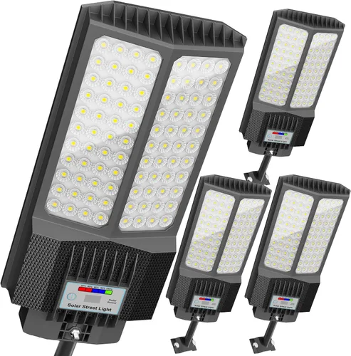 Miniatura 11 de Luces solares de calle de 6500 W impermeables para exteriores, luz solar comercial para exteriores, carga rápida, 120 luces LED solares de alto