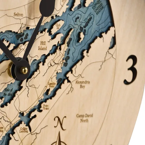 Miniatura 8 de Sea & Soul Thousand Islands - Reloj de pared de 12 pulgadas, hecho a mano en los Estados Unidos, reloj topográfico de mapa de agua, reloj de pared