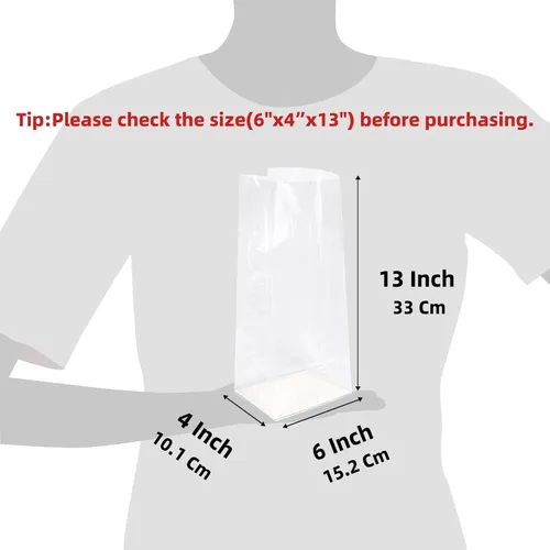 Miniatura 2 de Morepack Bolsas de celofán con refuerzo y fondo plano con inserción de papel 50 piezas 6x4x13 pulgadas Bolsas de celofán con refuerzo