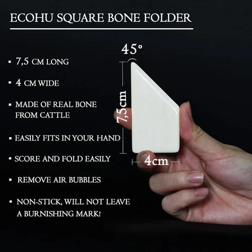 Miniatura 6 de ECOHU Carpeta cuadrada de hueso – Hueso auténtico, papel y cuero, fabricación de tarjetas, origami, encuadernación, álbum de recortes, no raya