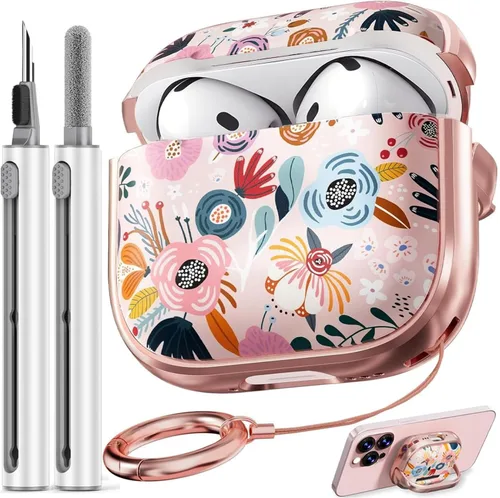 Miniatura 40 de Inesore Funda para AirPods Pro 3 2025 con cerradura, funda transparente floral para mujeres, compatible con Apple Airpods Pro de 3ª