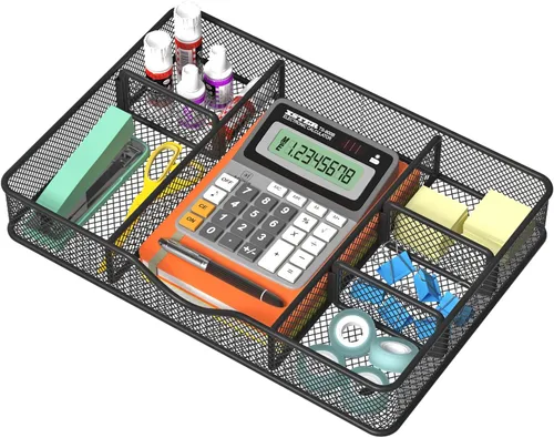 Miniatura 7 de VyGrow Bandeja Organizadora de Cajón de Escritorio, Organizadores de Cajón de Malla Metálica para Oficina, 4 Cuadrículas con Compartimento 2PCS