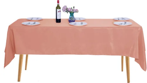 Miniatura 51 de Ascoza Paquete de 2 manteles rectangulares blancos de 60 x 84 pulgadas, tela de poliéster de 4 pies, para bodas, banquetes, restaurantes y fiestas
