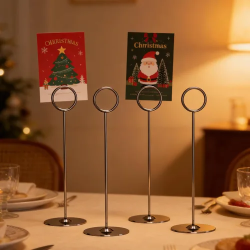Miniatura 7 de ERYTLLY Paquete de 16 tarjeteros de mesa de 8 pulgadas, portatarjetas de acero para cumpleaños, bodas, fotos, letreros de comida, notas de notas