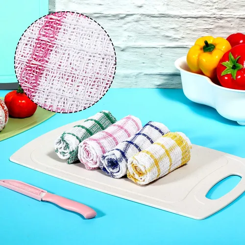 Miniatura 4 de Boao 12 paños de cocina de algodón, 4 colores, cuadrados, 12 x 12 pulgadas, absorbentes, reutilizables, lavables a máquina, suministros de cocina
