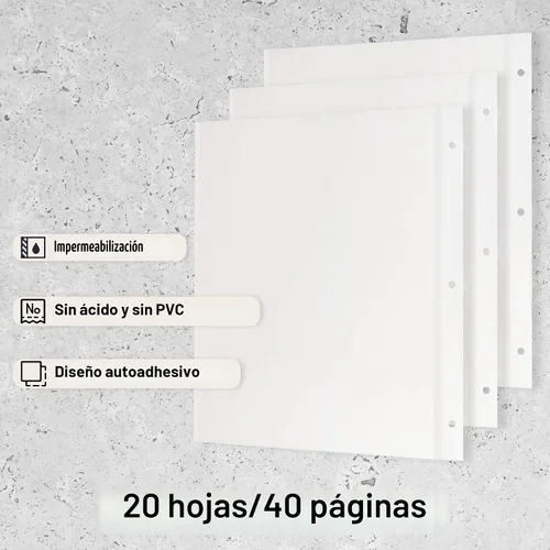 Miniatura 3 de Vienrose Recambio de páginas de álbum de fotos para carpeta de 3 anillas, páginas autoadhesivas para álbum de fotos, páginas de álbumes de fotos que