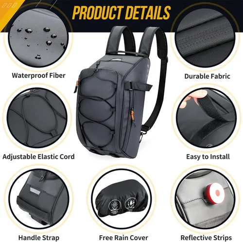 Miniatura 2 de WOTOW Bolsa impermeable para portabicicletas – Bolsa de maletero de bicicleta de gran capacidad de 10 L, alforjas reflectantes para sillín