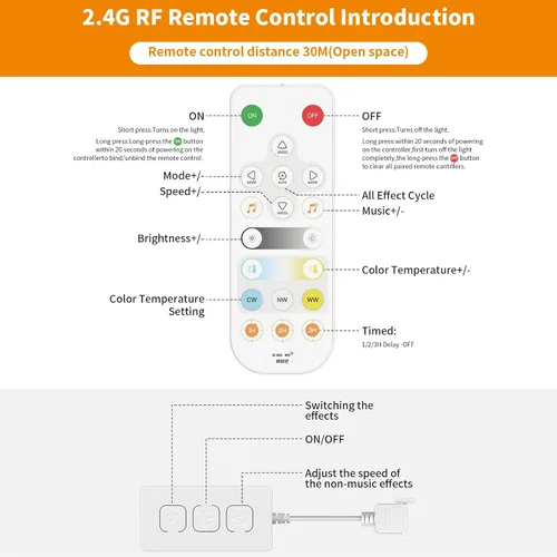 Miniatura 6 de PAUTIX Kit de controlador LED CCT SP542E Wi-Fi+Bluetooth, compatible con Alexa/Google Assistant, control remoto RF de aplicación, regulador LED CCT