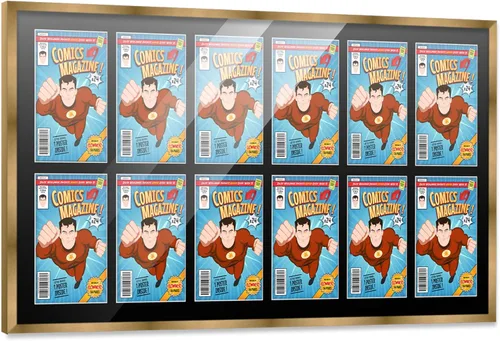 Miniatura 128 de Poster Palooza Marco de cómic con paspartú para 1 cómic de la Edad de Bronce publicado entre 1970 y 1985, marco de cómic negro para cómic de 7.25 x