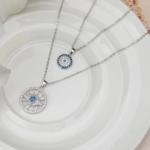 Miniatura 16 de Collar contra el mal de ojo para mujer, chapado en oro de 18 quilates, collar con capas de mal de ojo, hecho a mano, collar de protección ajustable