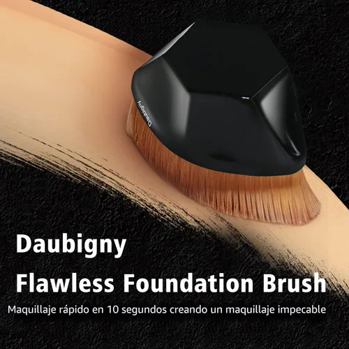 Miniatura 5 de Brochas de maquillaje Kabuki con punta plana y hexagonal para base, colorete, polvo líquido, base con estuche protector adicional (negro)