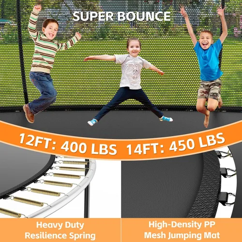 Miniatura 3 de Zevemomo Trampolín para niños y adultos, trampolín recreativo para niños de 14 pies con red de seguridad y escalera, trampolines recreativos al aire