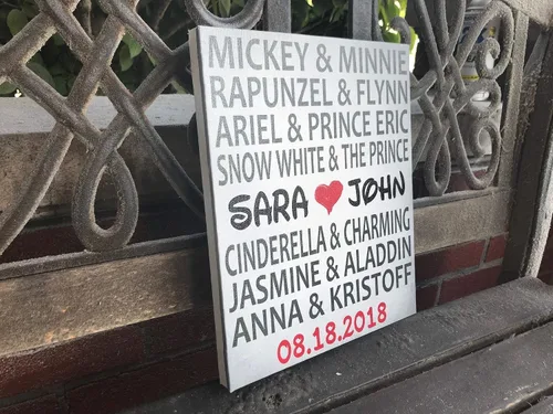 Miniatura 6 de Cartel personalizado con temática de Disney, regalo de boda, lienzo personalizado, parejas de Disney, personalizado para novia y novio, gran regalo