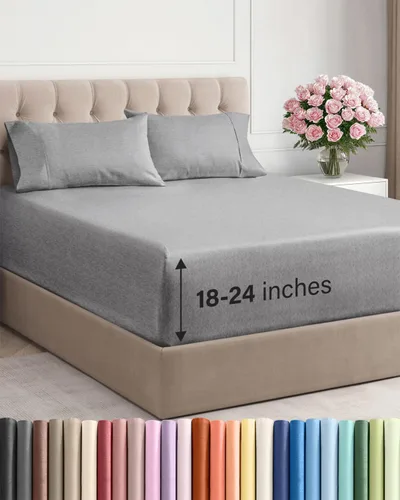 Miniatura 70 de Sábanas King divididas con bolsillos extra profundos, sábanas transpirables y refrescantes de 5 piezas, sábanas de lujo para hotel, suaves, sin 22