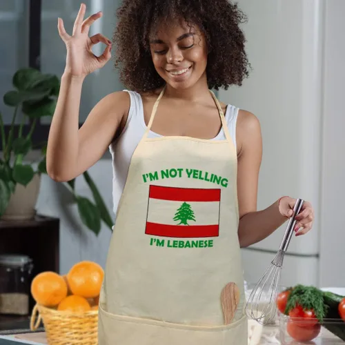 Miniatura 4 de Delantal de cocina ajustable con babero con babero ajustable con texto en inglés "I'M Not Yelling, I Am Libanese Lebanese Lebanon, Blanco