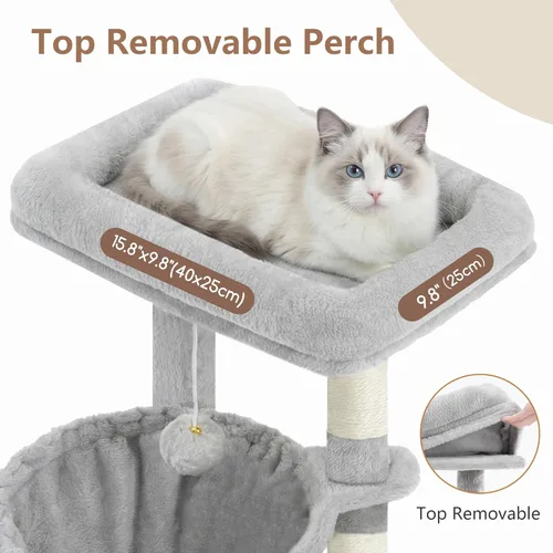 Miniatura 2 de Gitelsnour Árbol para gatos, torre para gatos con condominio, 2 cestas, plataforma grande, tabla para rascar, postes rascadores para gatos