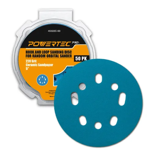Miniatura 16 de POWERTEC 25PK, 40 Granos, Discos de Lijado de 5 Pulgadas - Gancho y Bucle, Discos de Lijado de Óxido de Aluminio de 5 Pulgadas de 8 Agujeros