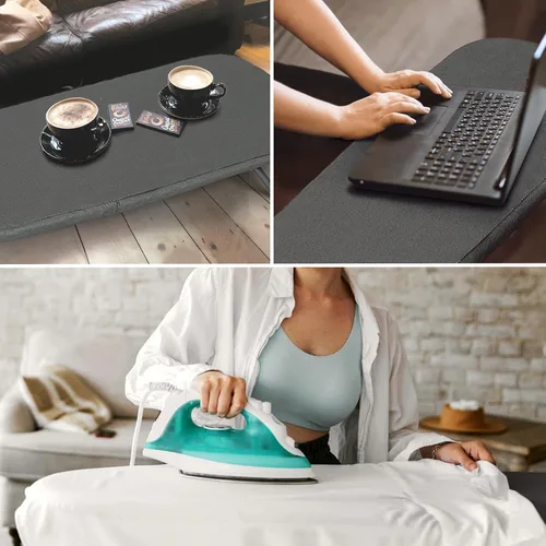 Miniatura 6 de Tabla de Planchar Pequeña Plegable, BlissBoard Tabla de Planchar de Mesa con Cubierta y Almohadilla, Marco de Metal Mesa de Planchar Mini de Negro