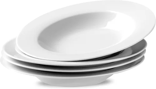 Miniatura 11 de Juego de 4 platos redondos de 10.5 pulgadas, platos de cerámica blanca para cena, ensalada, aperitivo y postre, microondas, vajilla apta