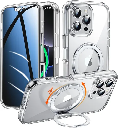 Miniatura 15 de Funda de privacidad para iPhone 17 Pro Max con soporte de 360° [protector de pantalla antiespía integrado] [anillo magnético] protección de cuerpo
