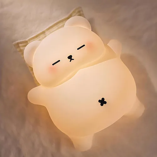Miniatura 10 de FAMIDUO Luz nocturna de panda con ruido blanco, máquina de sonido para bebé pequeño, entrenador de sueño blando de silicona, luz nocturna recargable