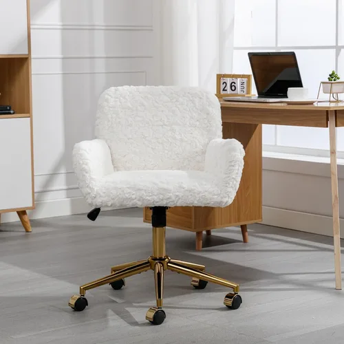 Miniatura 11 de Silla de escritorio moderna de piel sintética para mujeres, niñas y adolescentes, silla de escritorio giratoria ajustable rosa, silla de escritorio
