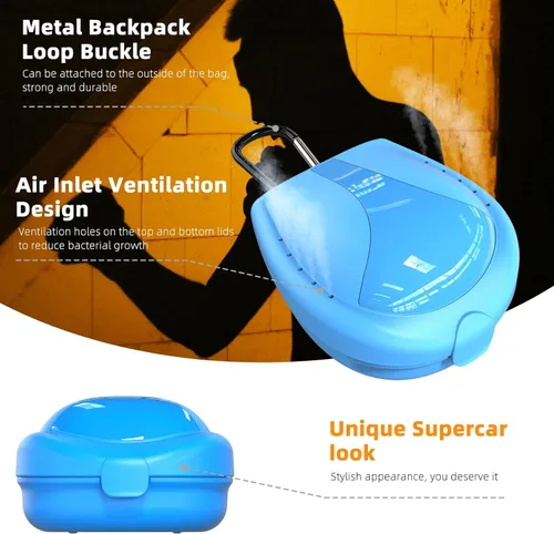 Miniatura 4 de BVN Funda de protección bucal para deportes, caja de almacenamiento portátil de ABS con tapa segura para fútbol y baloncesto, soporte higiénico, sin