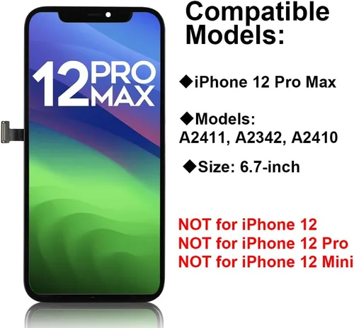 Miniatura 7 de Ayake® Para iPhone 12 Pro Max Reemplazo de pantalla Full HD, pantalla LCD de 6.7 pulgadas y digitalizador táctil Herramientas de reparación