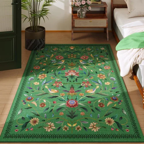 Miniatura 40 de Alfombra de entrada vintage con medallón floral de 2 x 3 pulgadas, lavable a máquina, alfombra de entrada de pelo bajo, suave, pequeña, alfombra