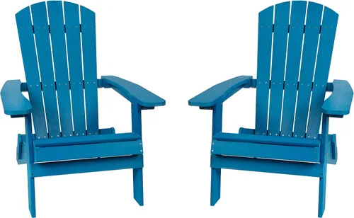 Miniatura 20 de Flash Furniture Charlestown – Silla plegable Adirondack de poliresina para interiores o exteriores, resistente a la intemperie, color negro