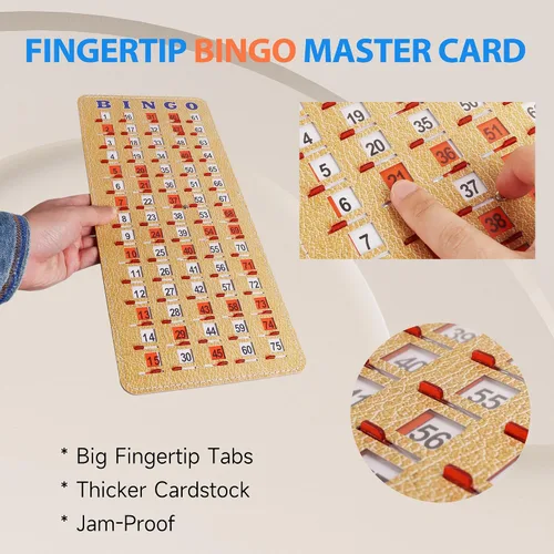 Miniatura 4 de GSE Games & Sports Expert Tablero maestro de bingo con punta de dedo con ventanas deslizantes, tarjeta de llamada de cartón de bingo