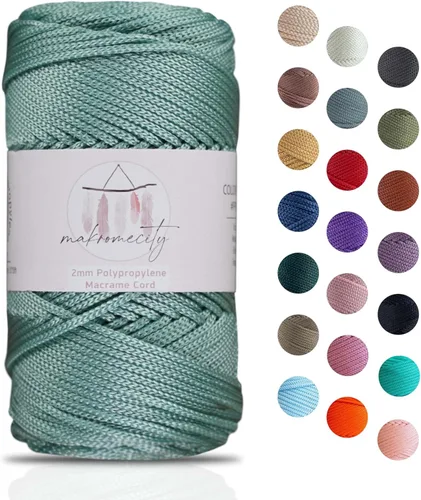 Miniatura 72 de Makromecity, Cordón de macramé de poliéster de 2 mm x 38 m (125 yardas) 2 mm de polipropileno, cordón de macramé para crochet, bolsas de macramé