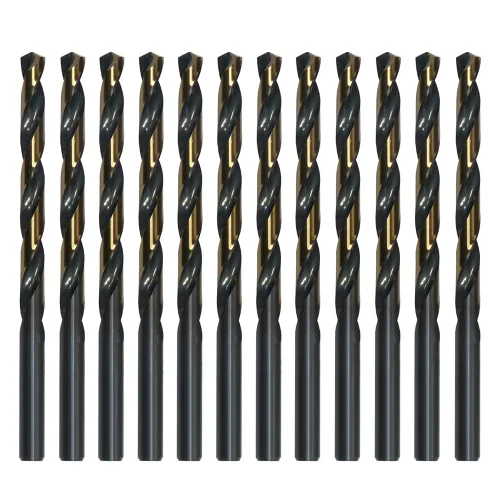 Miniatura 9 de Juego de 6 brocas helicoidales HSS de 3/8 pulgadas de oro negro, punta dividida de 135 grados, broca de metal Jobber, uso general para uso en acero