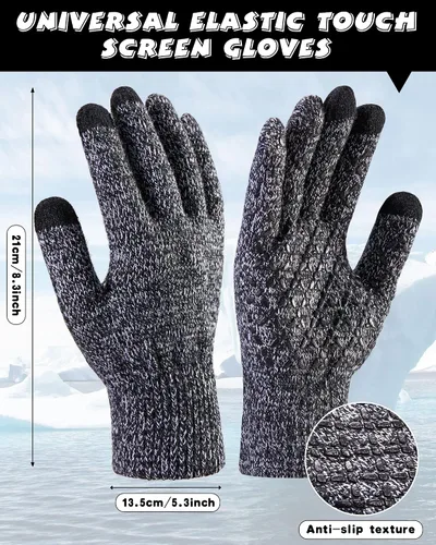 Miniatura 2 de 8 piezas de gorro de invierno, bufanda, guantes de pantalla táctil y juego de calcetines de punto holgado, gorro de calavera con forro polar