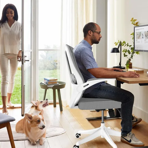 Miniatura 9 de Silla de oficina, silla ergonómica de escritorio cómoda para el hogar, silla de juegos con respaldo medio con ruedas, altura ajustable, soporte
