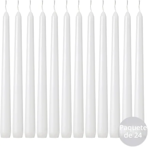 Miniatura 2 de Kedtui Velas cónicas de 10 pulgadas de alto, sin goteo, juego de 24 velas cónicas blancas sin perfume y sin humo de larga duración, cera de parafina