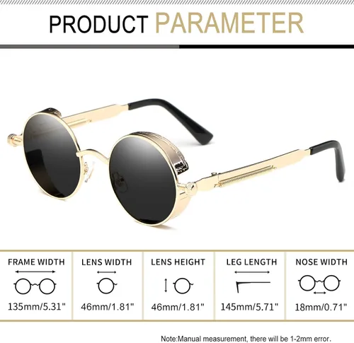 Miniatura 3 de Gafas de sol Joopin polarizadas, estilo Lennon, redondas, gafas de sol estilo hippy redondas para mujer y hombre