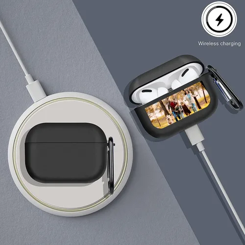 Miniatura 2 de Funda personalizada compatible con AirPods 3 con llavero, personaliza tu foto, texto, nombre para hombres y mujeres