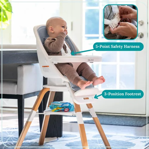 Miniatura 9 de TruBliss Turn-A-Tot - Silla alta para bebés y niños pequeños, comedero portátil de madera 2 en 1 o asiento ajustable para niños con giro de 360 Earl