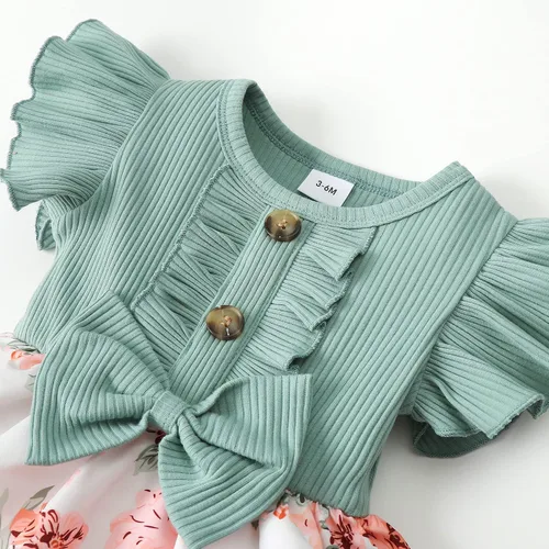 Miniatura 8 de Vestido de niña recién nacida, floral, manga con volantes, casual, vestido de playa, vestido de princesa con falda de princesa, vestidos de verano